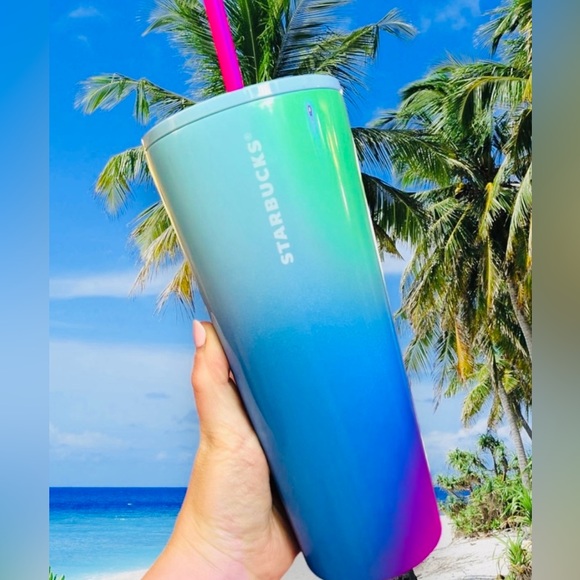 Starbucks Ombre Technicolor Paint Stainless Steel Cold Cup Tumbler 24oz New 2023 - Picture 5 of 10